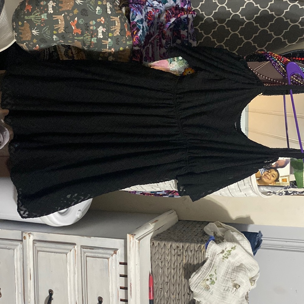 Torrid black dress. Flutter off the shoulder sleeves.